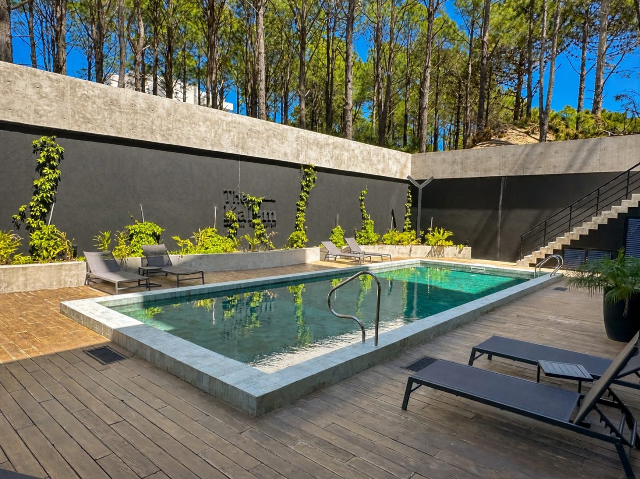 Departamento en alquiler de verano - Kalem I - Frontera Pinamar - Amenities, cochera, piscina, gimnasio, sauna