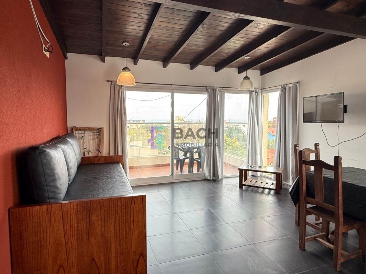 Departamento en alquiler de verano por semana cerca del mar, 3 ambientes con terraza para seis personas UF 6