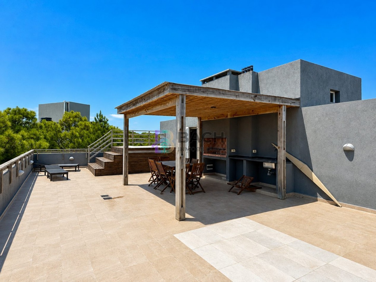 Departamento 3 ambientes en venta con dos cocheras y terraza privada en la frontera Pinamar, Renata norte